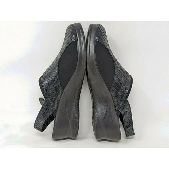 FLY FLOT SANDALS BLACK LEATHER SNAKESKIN BACK STRAP WOMENS SIZE US 6.5 EU 38 - Picture 5 of 7